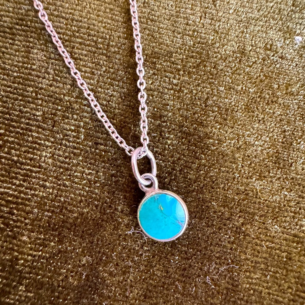 Stella & Dot | Silver chain & Turquoise birthstone charm